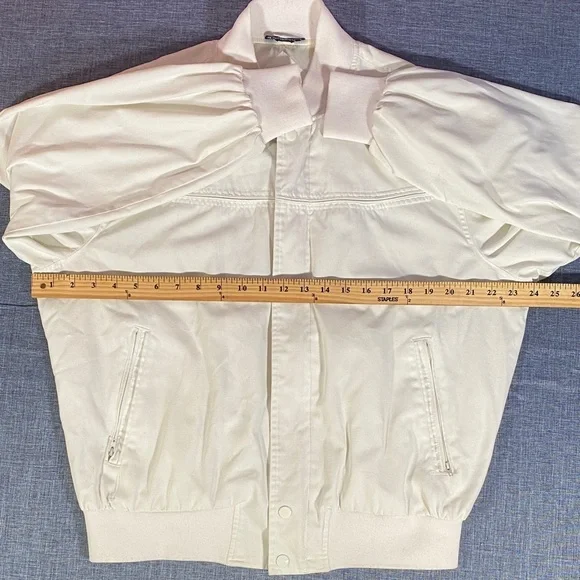 Knights Bridge For Men Vintage White Bomber Jacket Size 42-44 Harrington Style - Picture 9 of 11